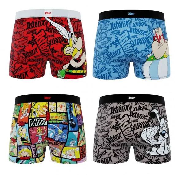 Set van 4 "Asterix en Obelix" Microvezel Boxershorts voor Mannen (Herenboxershorts) Freegun chez FrenchMarket