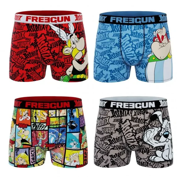 Set van 4 "Asterix en Obelix" Microvezel Boxershorts voor Mannen (Herenboxershorts) Freegun chez FrenchMarket