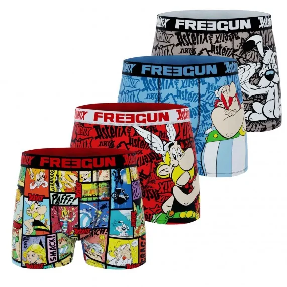 Set van 4 "Asterix en Obelix" Microvezel Boxershorts voor Mannen (Herenboxershorts) Freegun chez FrenchMarket