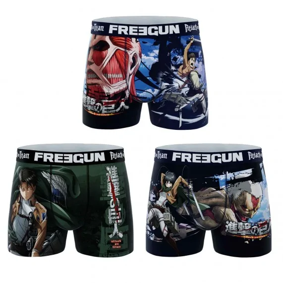 Set van 3 "Attack On Titan" Microvezel Boxershorts voor Mannen (Herenboxershorts) Freegun chez FrenchMarket