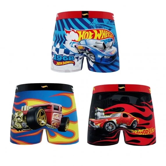 3er-Pack Boxershorts "Hot Wheels", Jungen, aus Mikrofaser (Boxershorts für Jungen) Freegun auf FrenchMarket