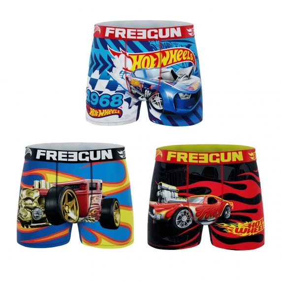 3er-Pack Boxershorts "Hot Wheels", Jungen, aus Mikrofaser (Boxershorts für Jungen) Freegun auf FrenchMarket