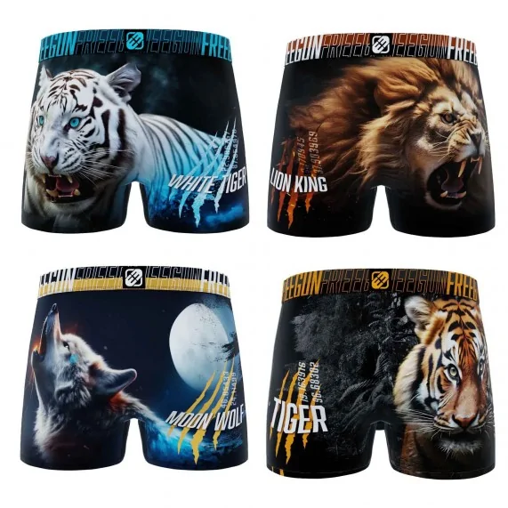 4er-Pack Herren-Boxershorts aus Mikrofaser "Wild Animals" (Boxershorts für Männer) Freegun auf FrenchMarket