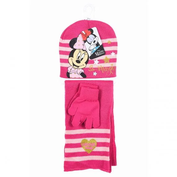 Set für Mädchen "Minnie" Schal Mütze Handschuhe (Kappen) French Market auf FrenchMarket