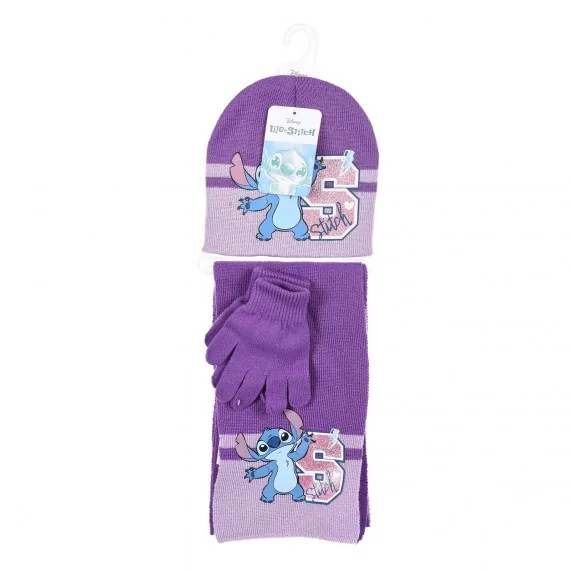 Ensemble Fille Echarpe Bonnet Gants "Stitch" (Bonnets) French Market chez FrenchMarket