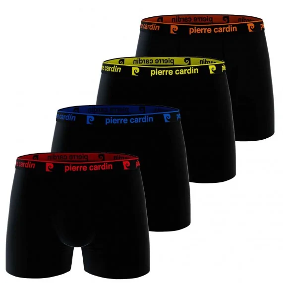 Lot de 4 Boxers Homme 100% Coton "Noir Ceinture Color" (Lot boxers Homme) Pierre Cardin chez FrenchMarket