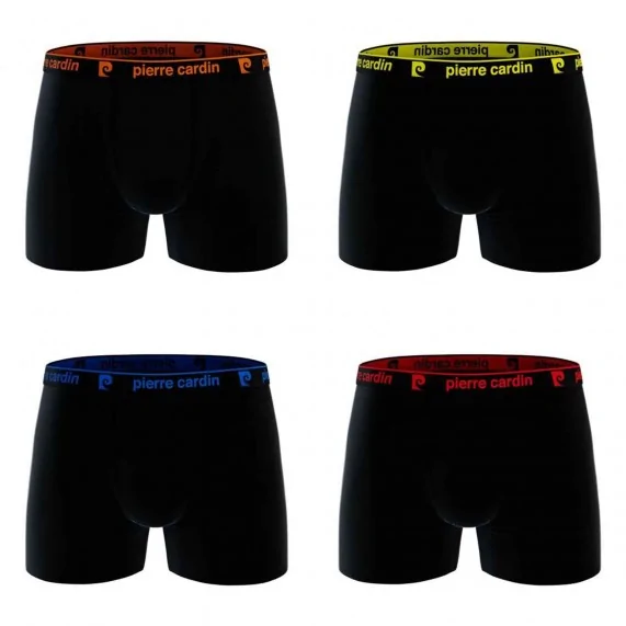 Lot de 4 Boxers Homme 100% Coton "Noir Ceinture Color" (Lot boxers Homme) Pierre Cardin chez FrenchMarket