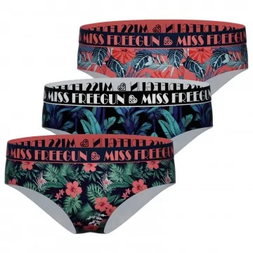 Set of 3 "Miss Flowers" Girl's Cotton Boxer Briefs (Boxers/Shorty) Freegun on FrenchMarket