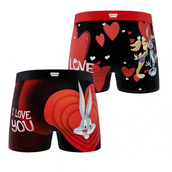 Lot de 2 Boxers Homme Looney Tunes Saint Valentin Bugs Bunny (Lot boxers Homme) Freegun chez FrenchMarket