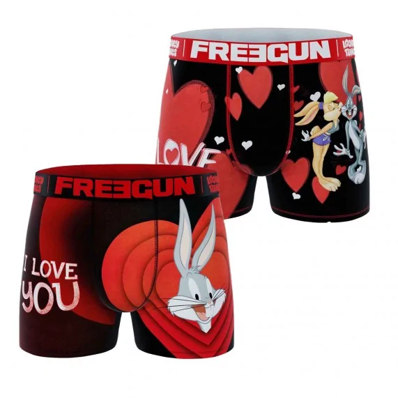 Lot de 2 Boxers Homme Looney Tunes Saint Valentin Bugs Bunny (Lot boxers Homme) Freegun chez FrenchMarket