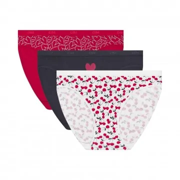 Set van 3 katoenen Stretch Fancy Panties "Les Pockets de Dim" (Slipje) Dim chez FrenchMarket