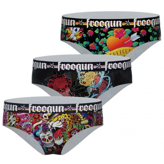 Set di 3 boxer da ragazza con tatuaggio a teschio (Boxer/Shorty) Freegun chez FrenchMarket