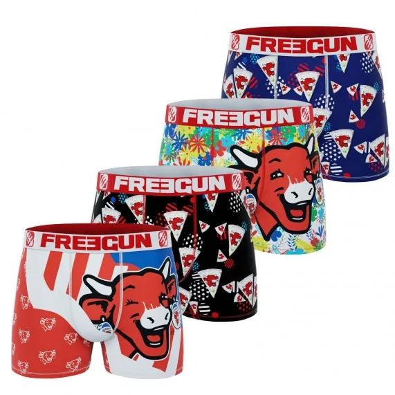 Lot de 4 Boxers Homme Microfibre "La Vache qui rit" (Boxer da uomo) Freegun chez FrenchMarket