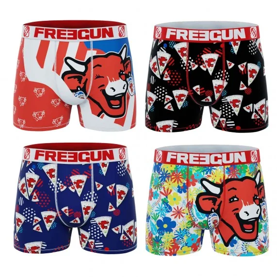 Lot de 4 Boxers Homme Microfibre "La Vache qui rit" (Lot boxers Homme) Freegun chez FrenchMarket