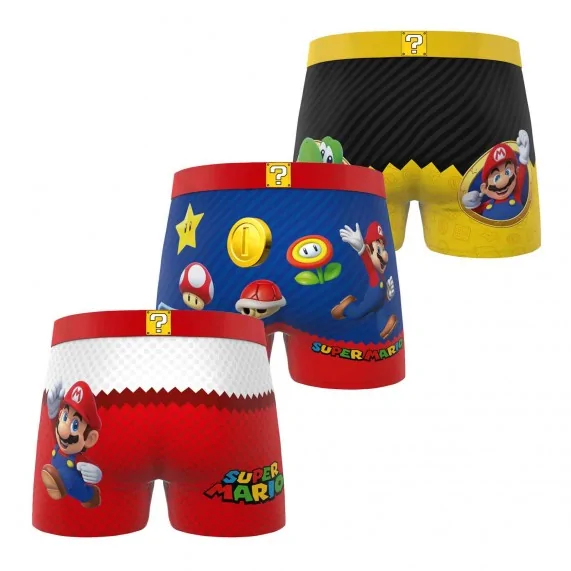 Lot de 3 Boxers Homme Microfibre Super Mario Bros (Lot boxers Homme) Freegun chez FrenchMarket