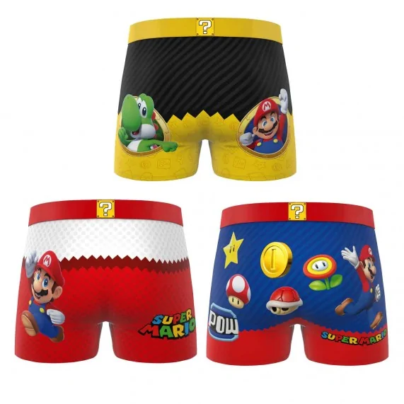 Lot de 3 Boxers Homme Microfibre Super Mario Bros (Lot boxers Homme) Freegun chez FrenchMarket