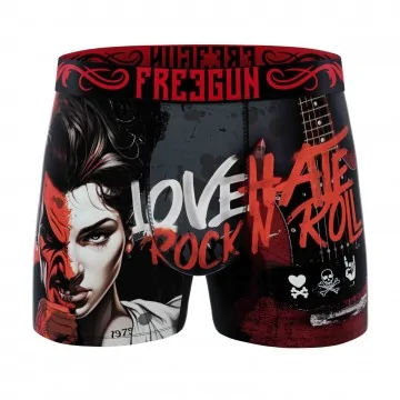 Boxer Homme Microfibre "Love Hate Rock n Roll" (Boxer) Freegun chez FrenchMarket