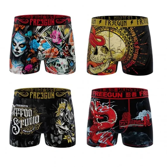 Set di 4 boxer con teschio per ragazzi (Confezione di boxer da ragazzo) Freegun chez FrenchMarket