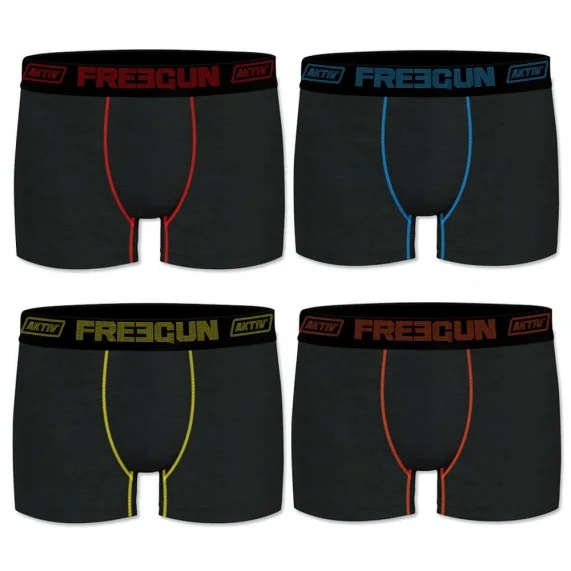 Lot de 4 Boxers Freegun Homme AKTIV Sport 3D Noir (Herenboxershorts) Freegun chez FrenchMarket